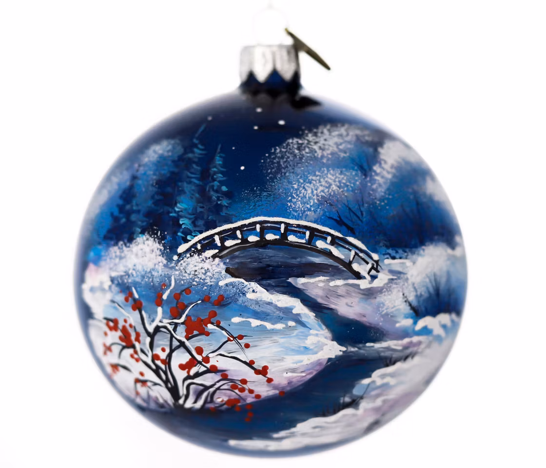 Ved elven, 10cm hånddekorert glasskule