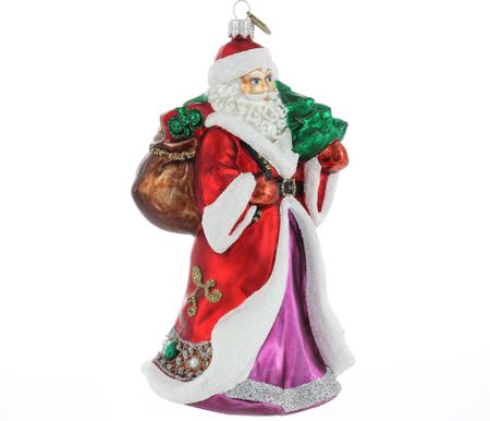Nisse på julekvelden, 18cm hånddekorert glassnisse