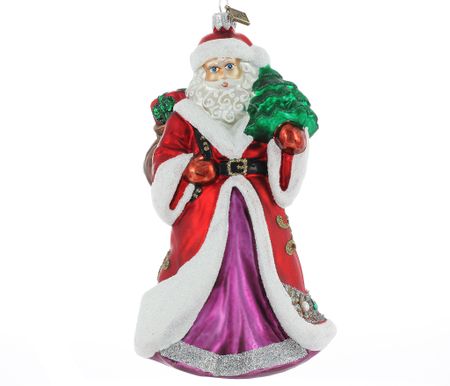 Nisse på julekvelden, 18cm hånddekorert glassnisse