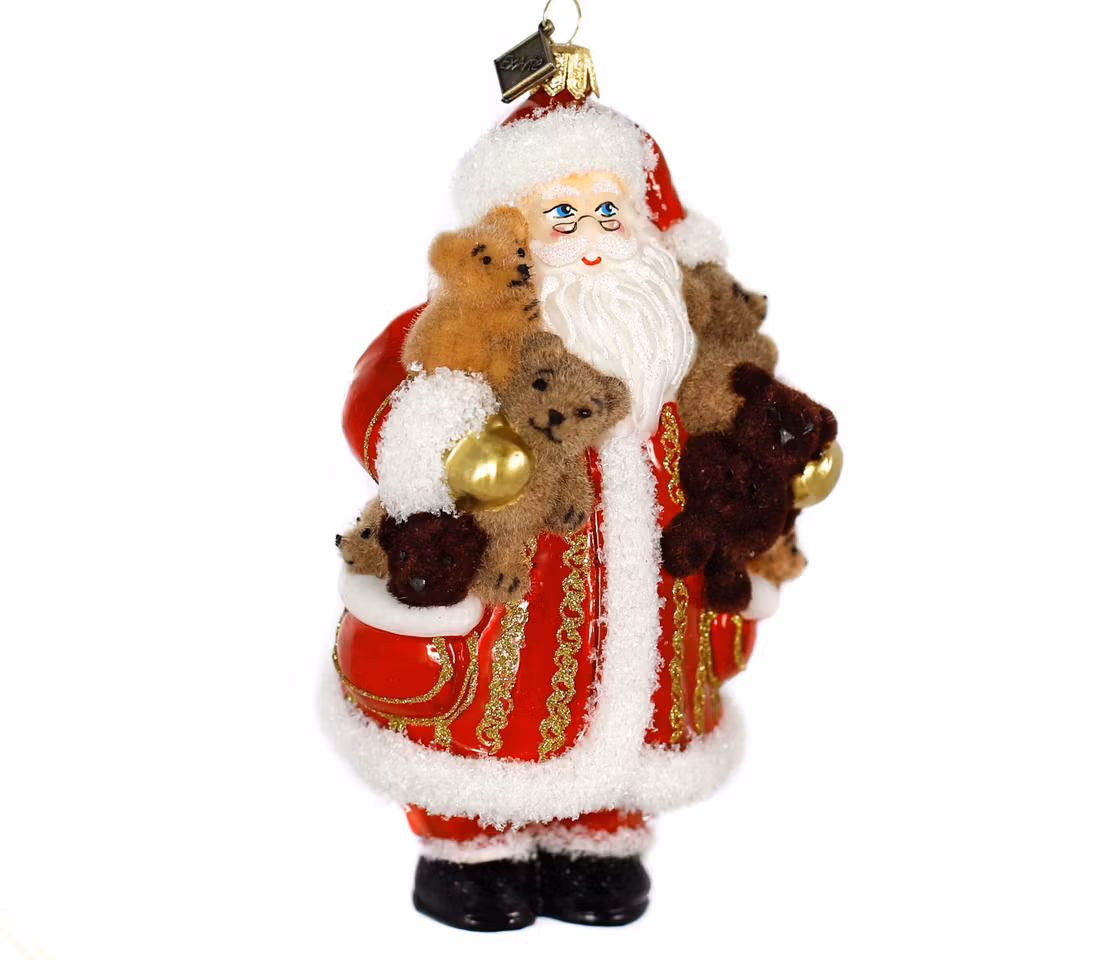 Nissen med kosebamsene, 16cm hånddekorert glassnisse