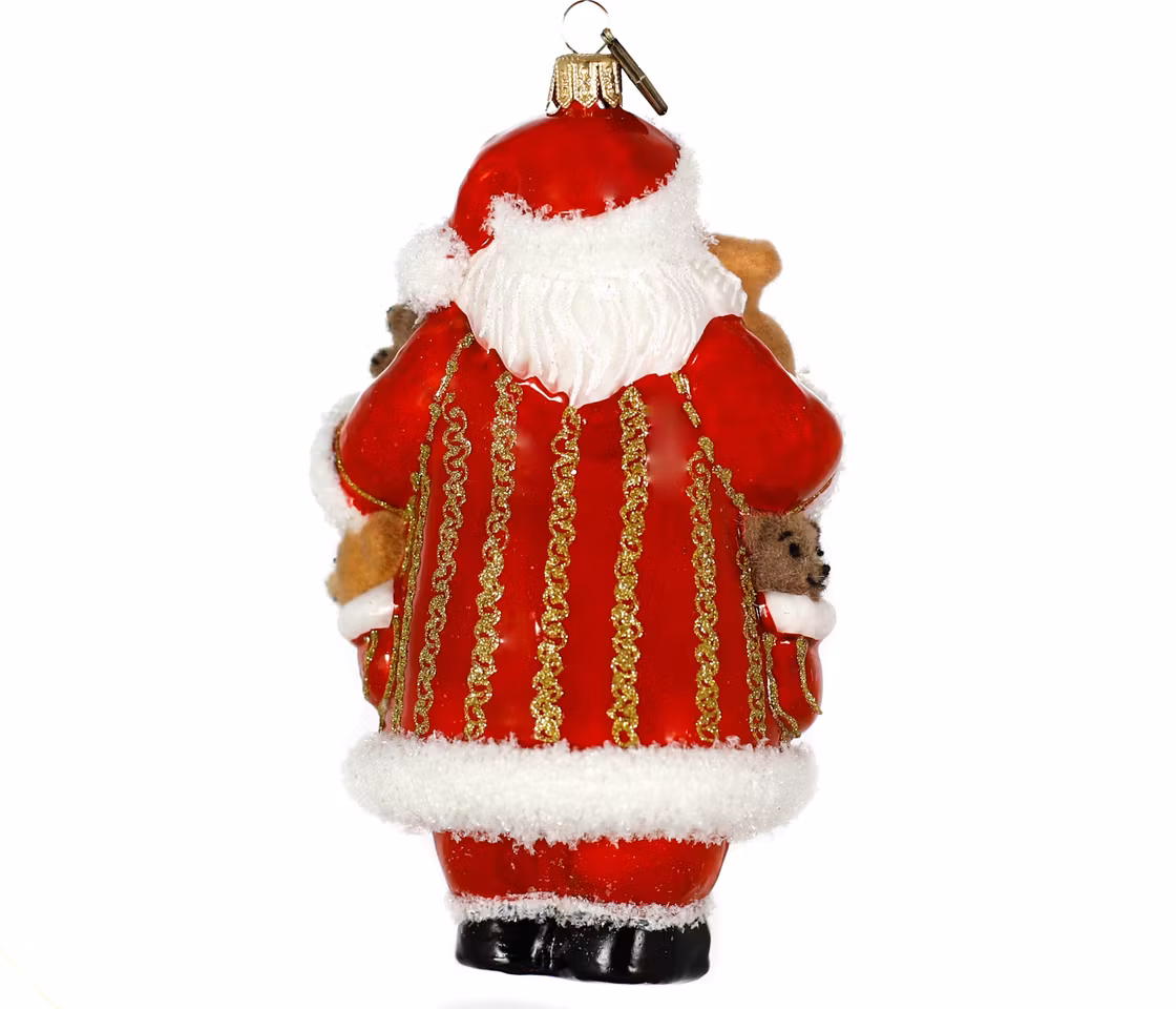 Nissen med kosebamsene, 16cm hånddekorert glassnisse