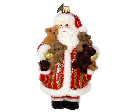 Nissen med kosebamsene, 16cm hånddekorert glassnisse