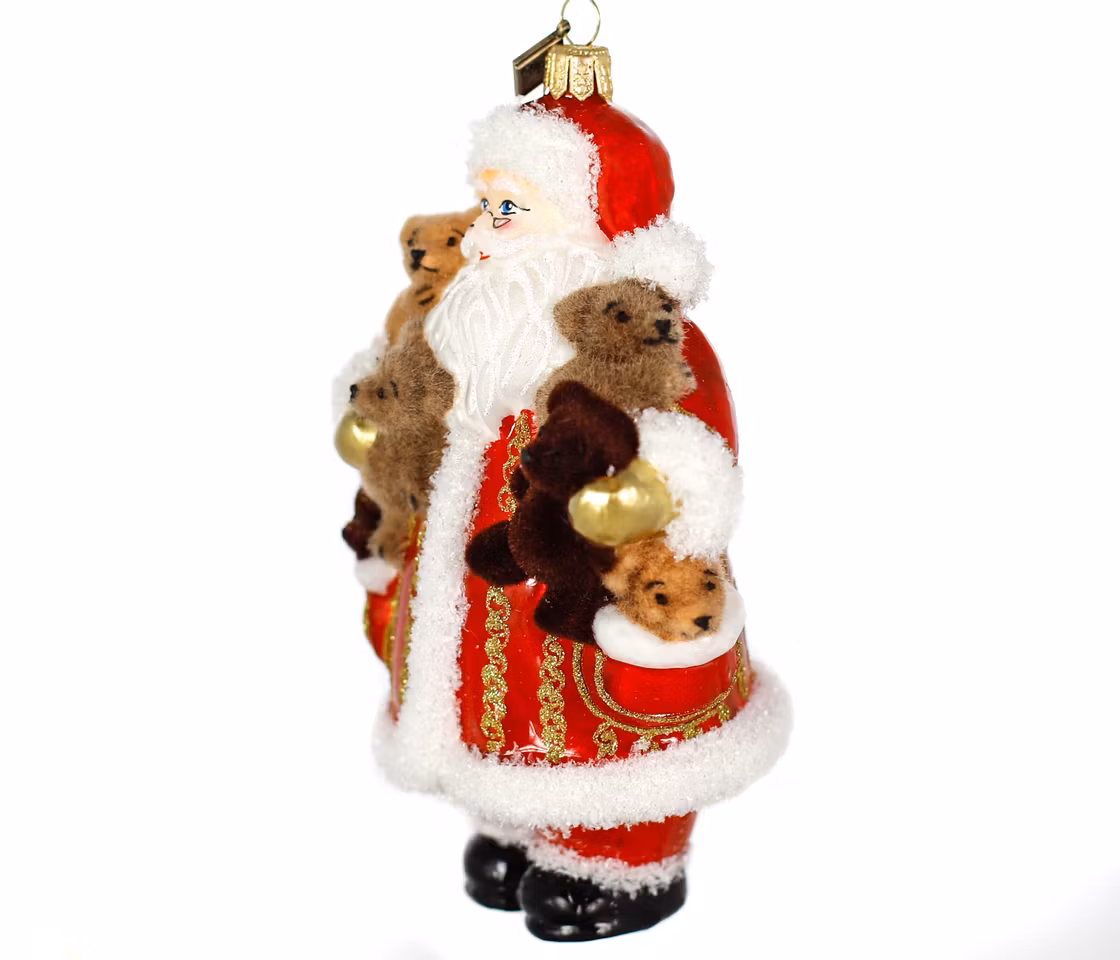 Nissen med kosebamsene, 16cm hånddekorert glassnisse