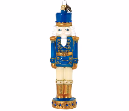 Nøtteknekkern i full galla, 17cm hånddekorert glassfigur