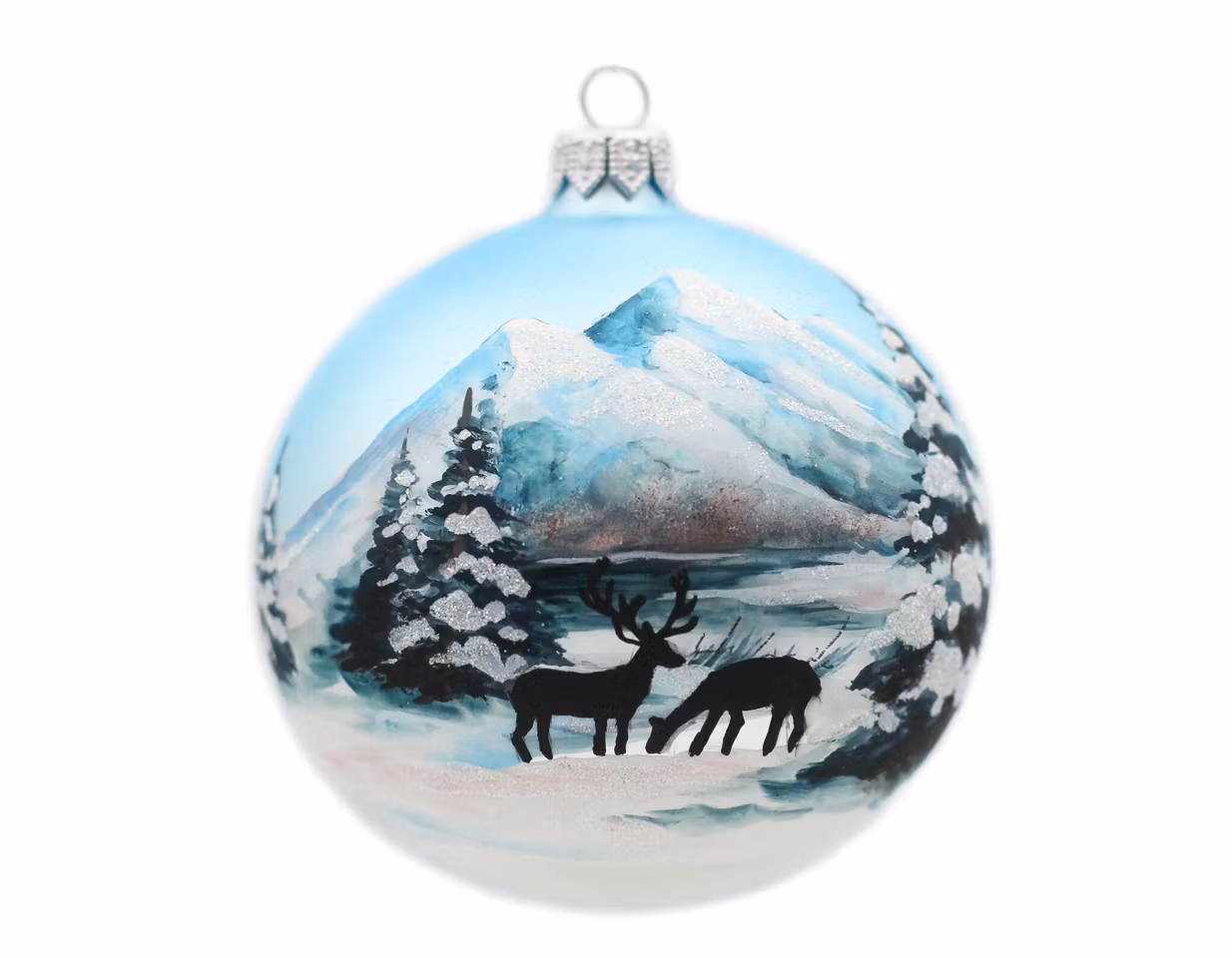 Ved foten av fjellet, 10cm hånddekorert glasskule