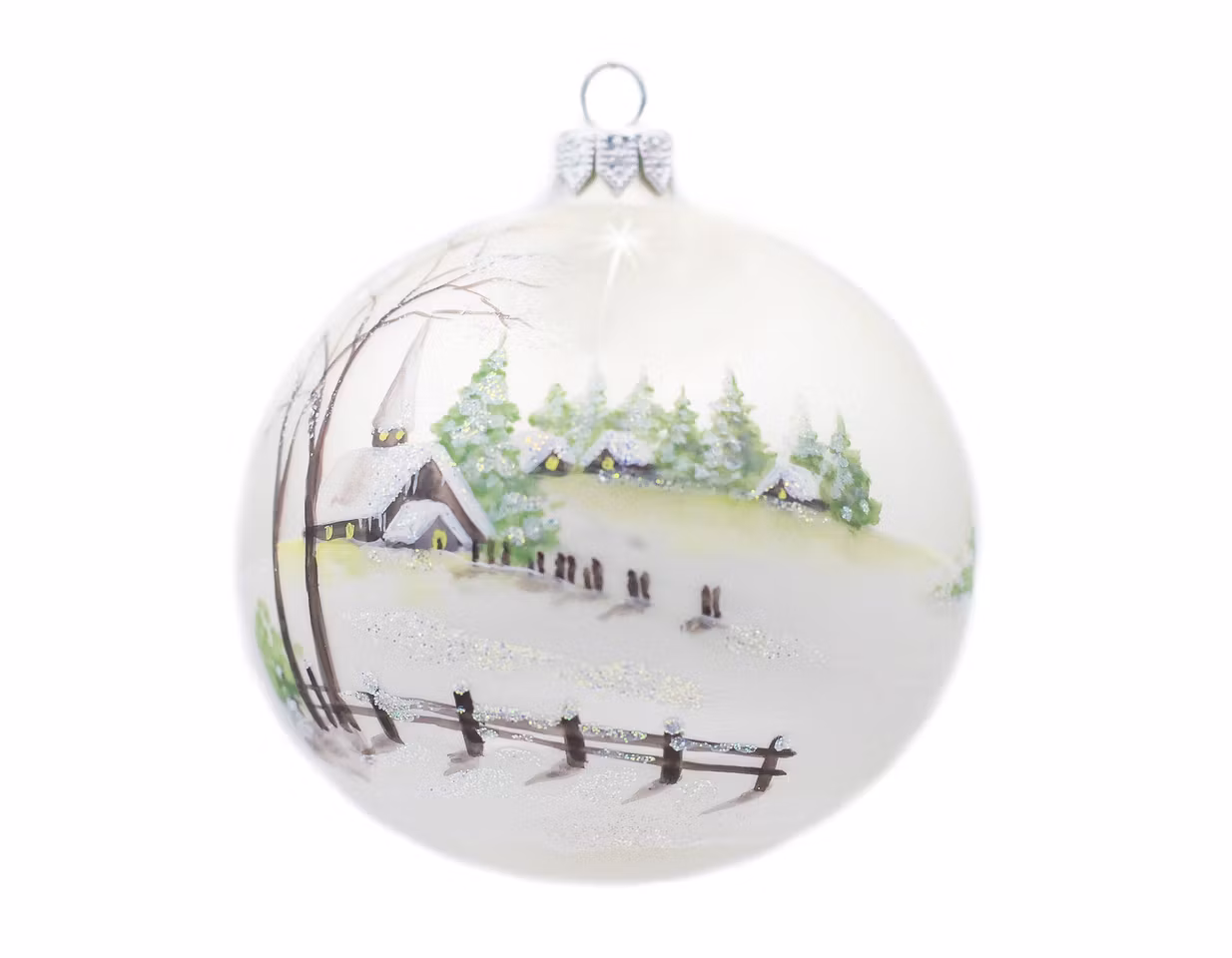 Alt er skinnende, 10cm hånddekorert glasskule