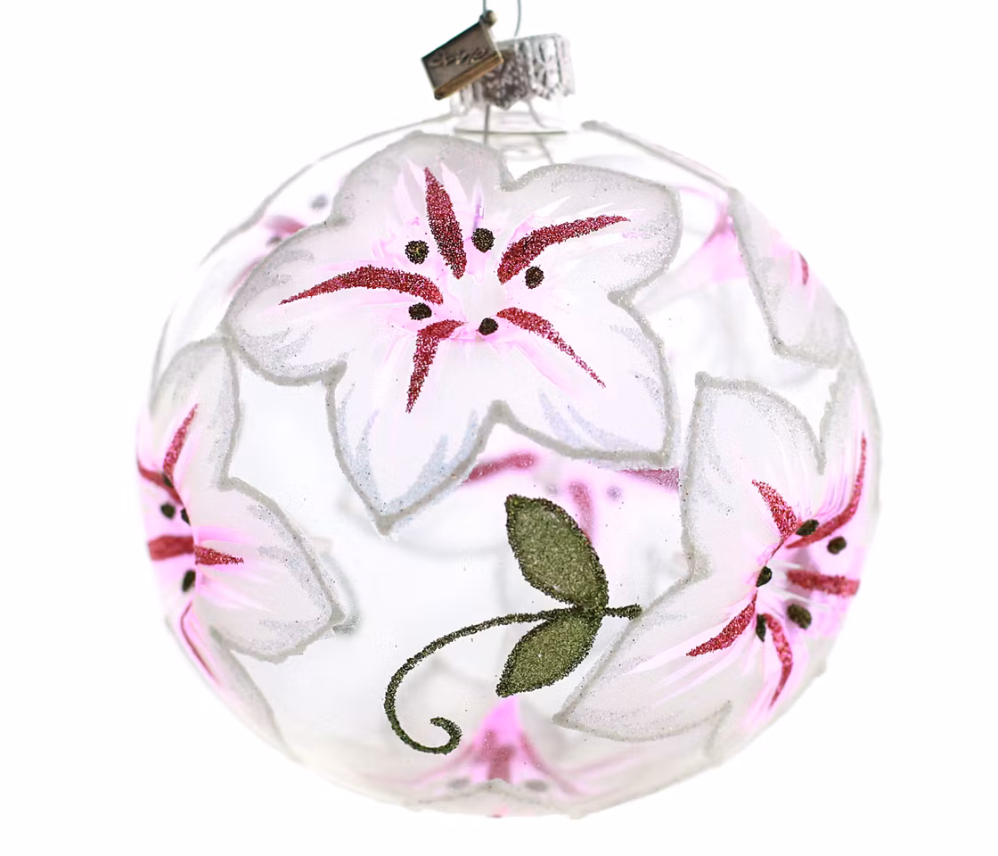 Amaryllis, 10 cm hånddekorert glasskule