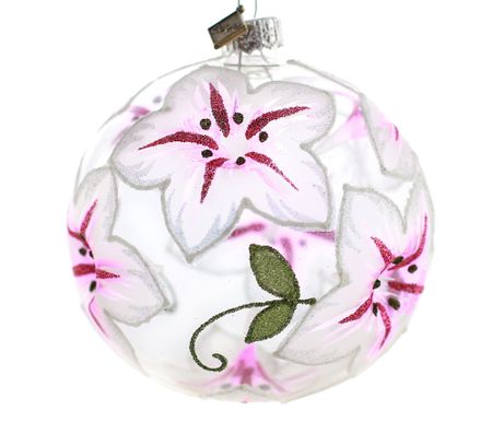 Amaryllis, 10 cm hånddekorert glasskule
