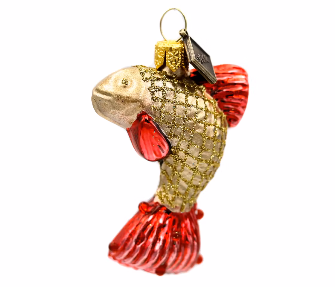 Duett, to små fisker, 6 cm hånddekorert glasskule