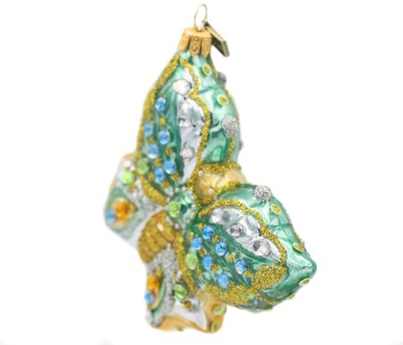 Amandas blå, 10 cm hånddekorert glass-sommerfugl
