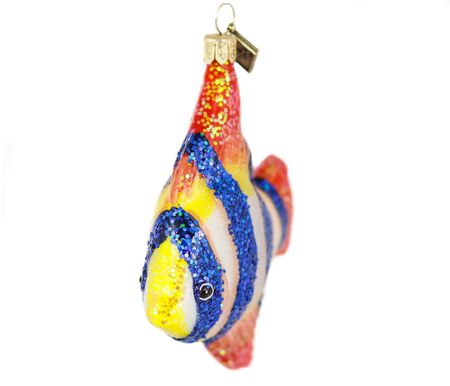 Scalare, 10 cm hånddekorert glass-fisk