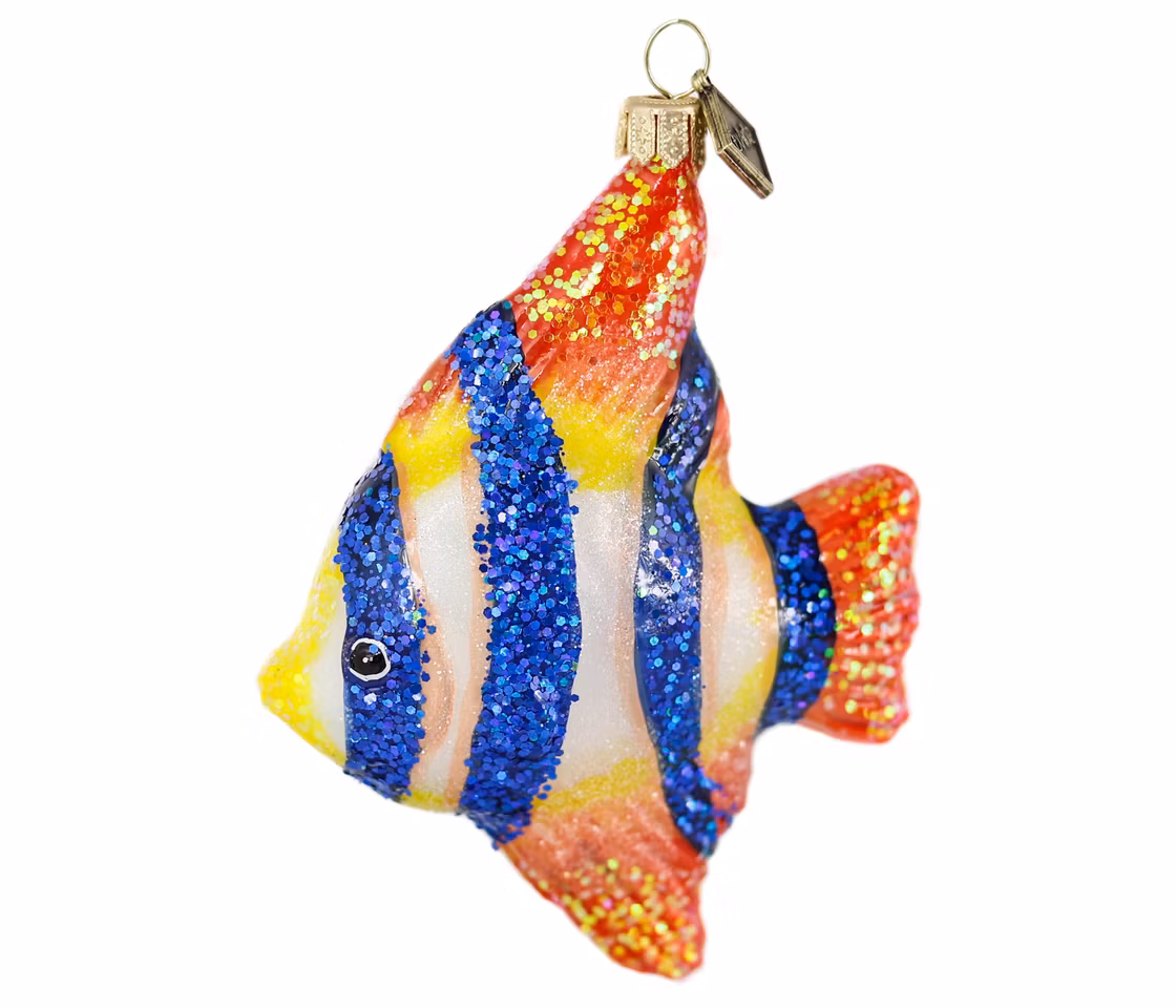 Scalare, 10 cm hånddekorert glass-fisk