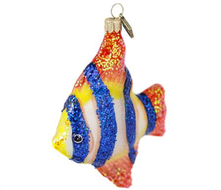 Scalare, 10 cm hånddekorert glass-fisk