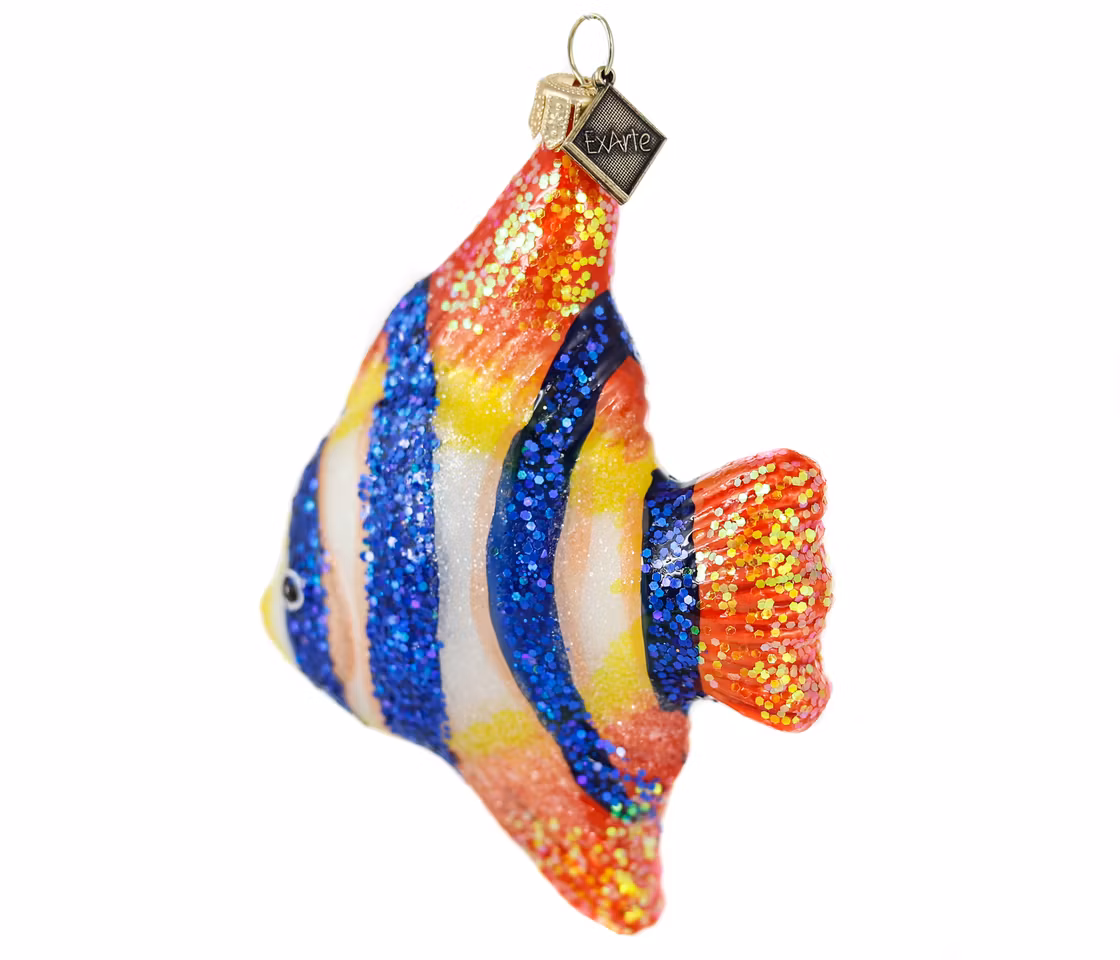 Scalare, 10 cm hånddekorert glass-fisk