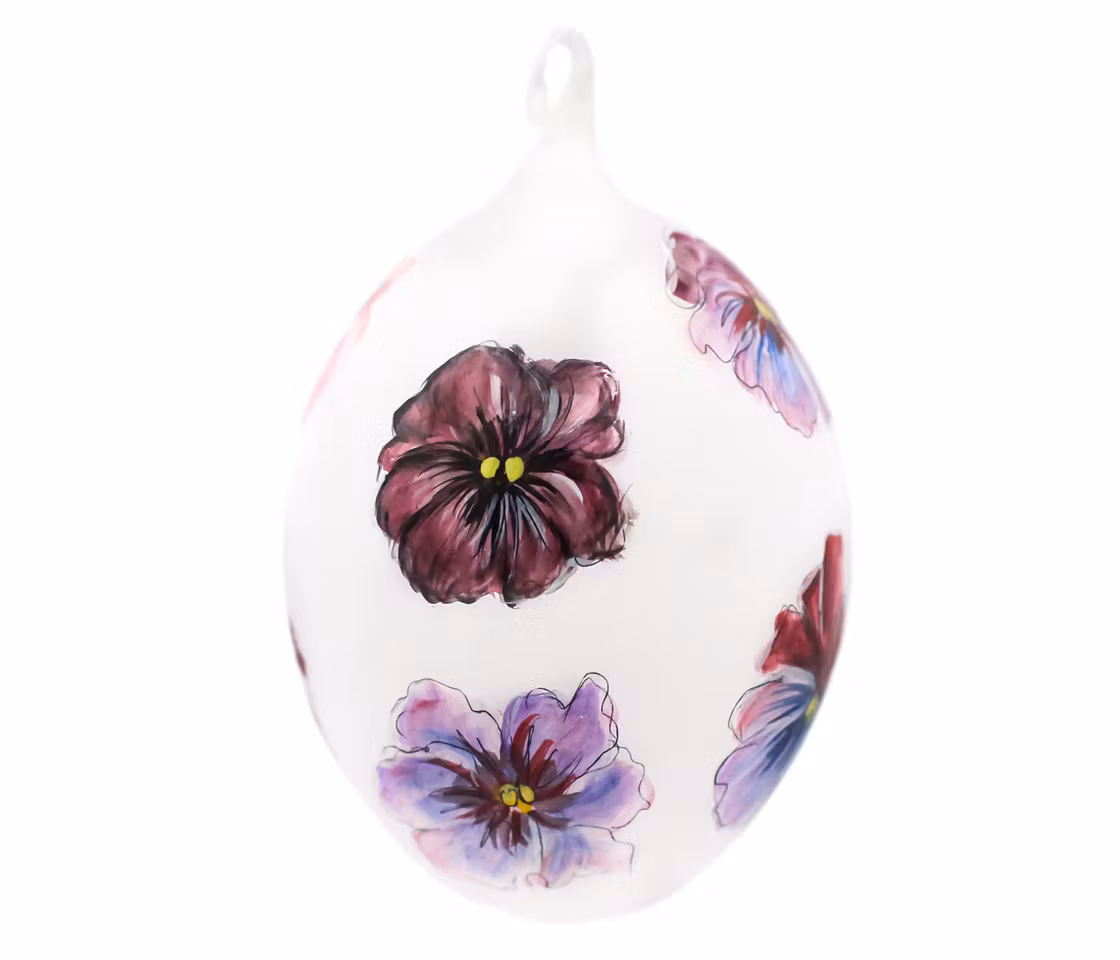 De to stemorsblomstene, 7,5 cm hånddekorerte glass-egg