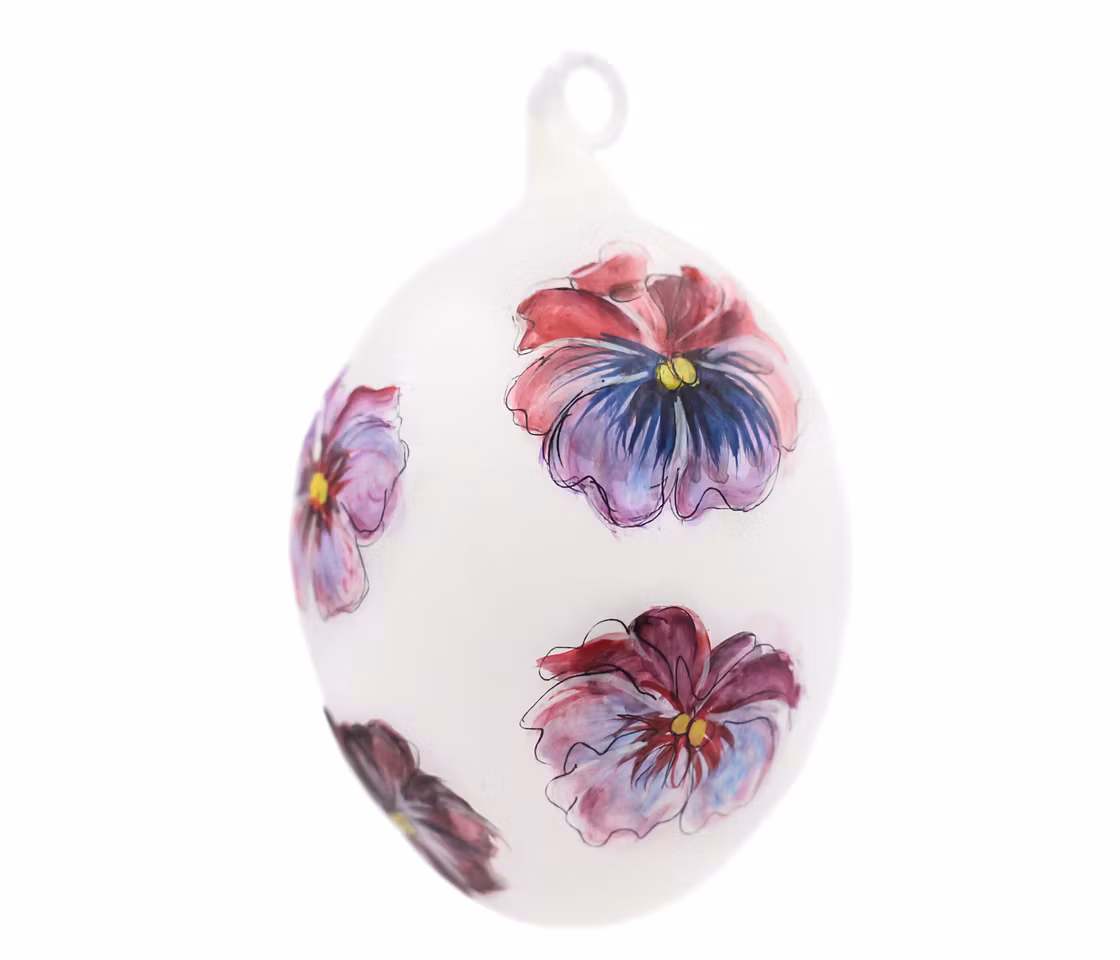 De to stemorsblomstene, 7,5 cm hånddekorerte glass-egg