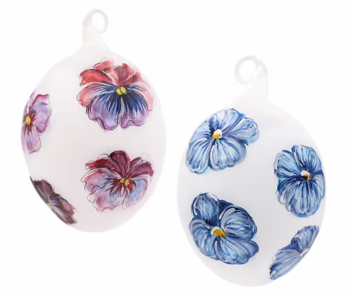 De to stemorsblomstene, 7,5 cm hånddekorerte glass-egg