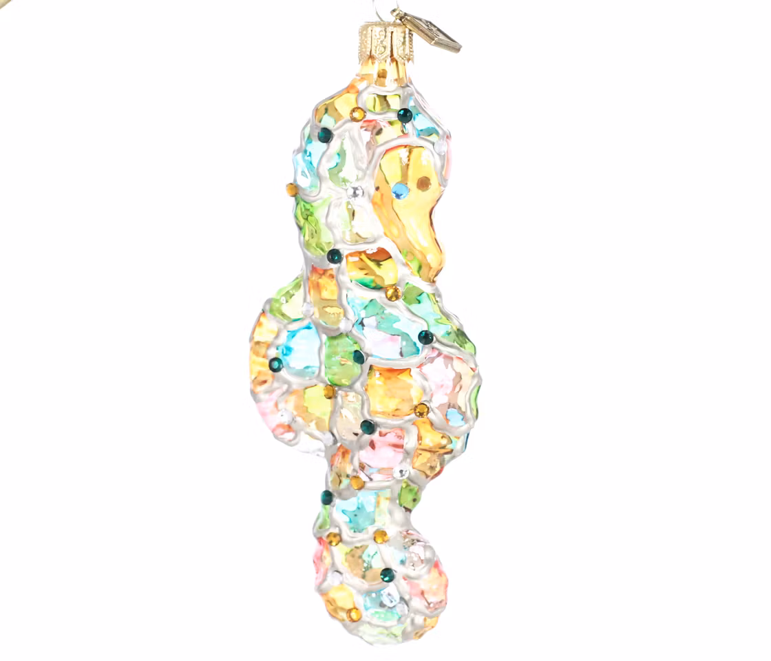 Sjøhesten, 12 cm hånddekorert glassfigur