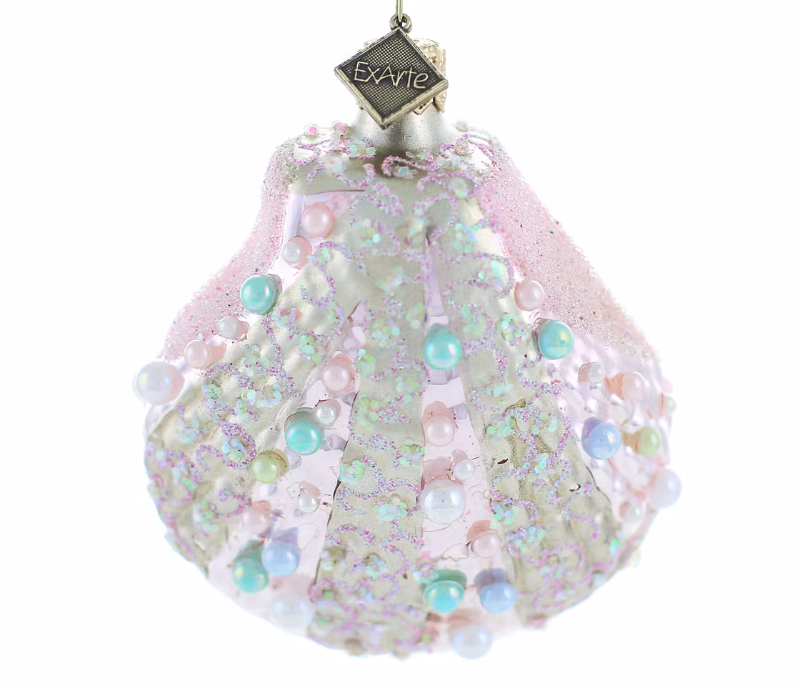 Korallskjellet, 9 cm hånddekorert glassfigur