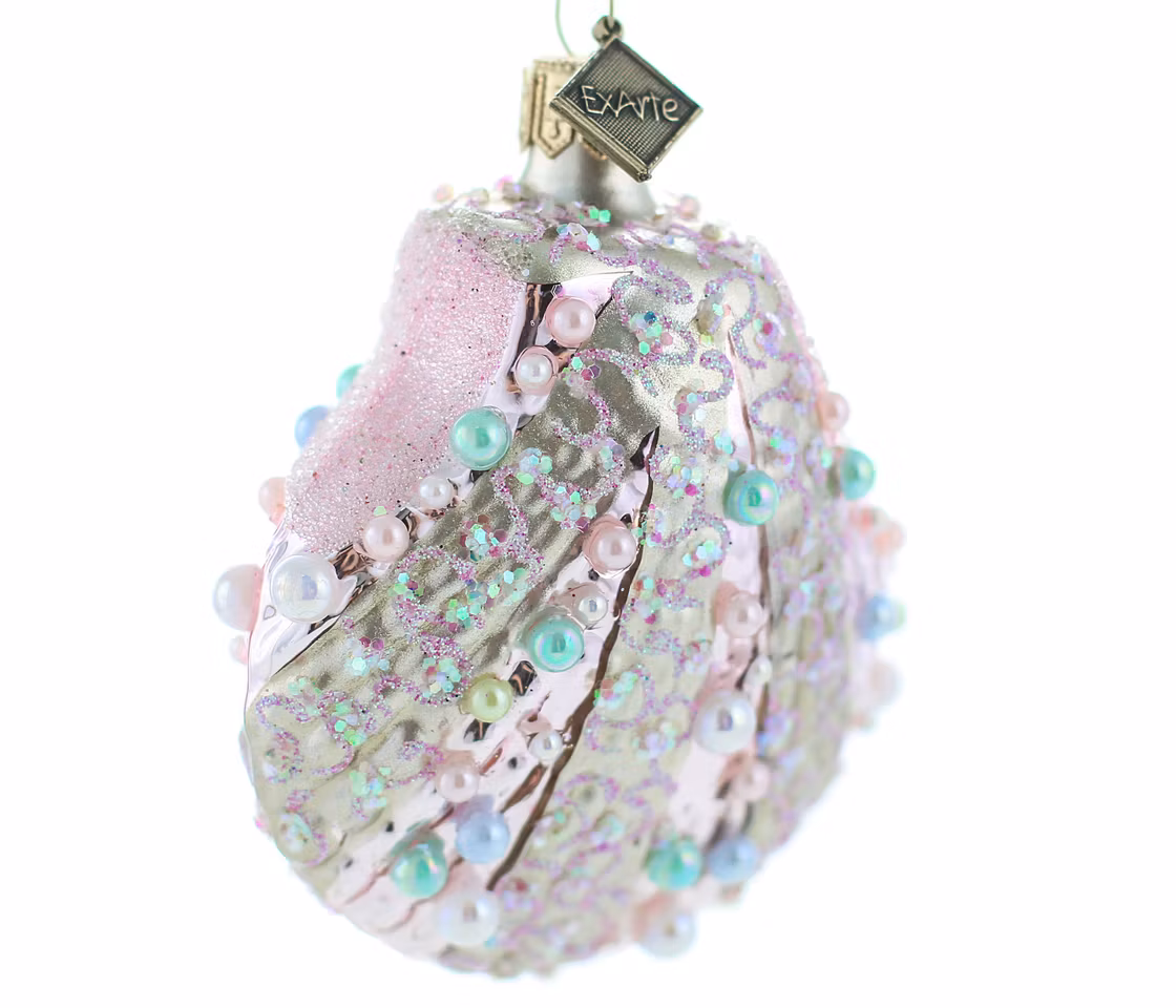 Korallskjellet, 9 cm hånddekorert glassfigur