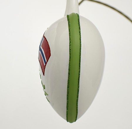 Hjertet med norske flagg 9,5 cm, hånddekorert glasshjerte