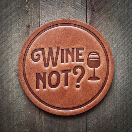 Wine not? glassbrikke i skinn, 10 cm