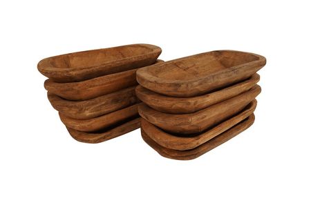 Stor håndlaget skål av tre, 30cm x 15cm x 6cm