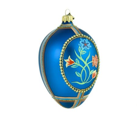 Nordland blå, bunadsinspirert glassornament 13 cm
