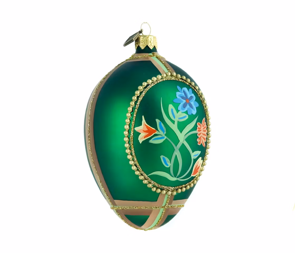 Nordland grønn, bunadsinspirert glassornament 13 cm