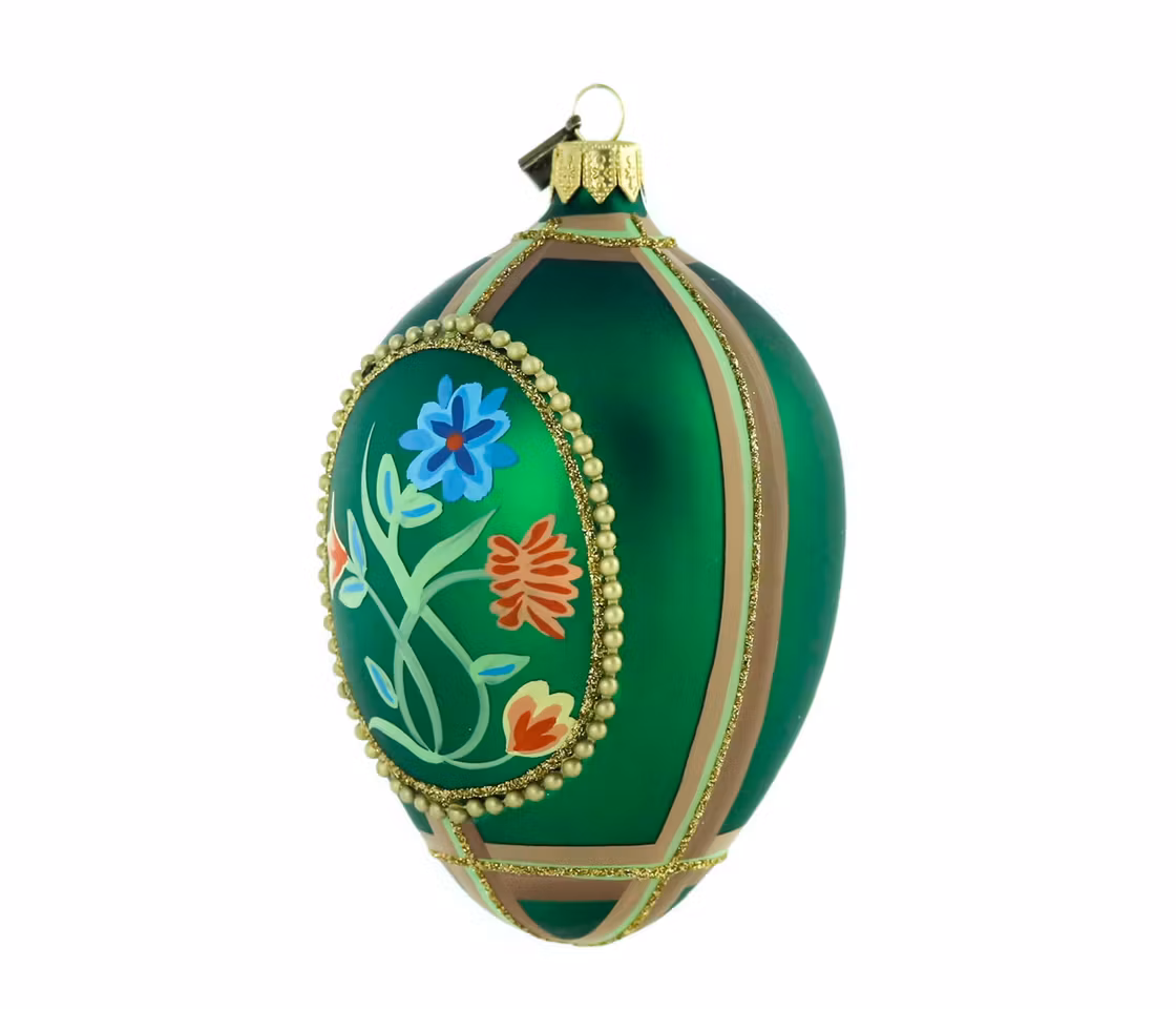 Nordland grønn, bunadsinspirert glassornament 13 cm