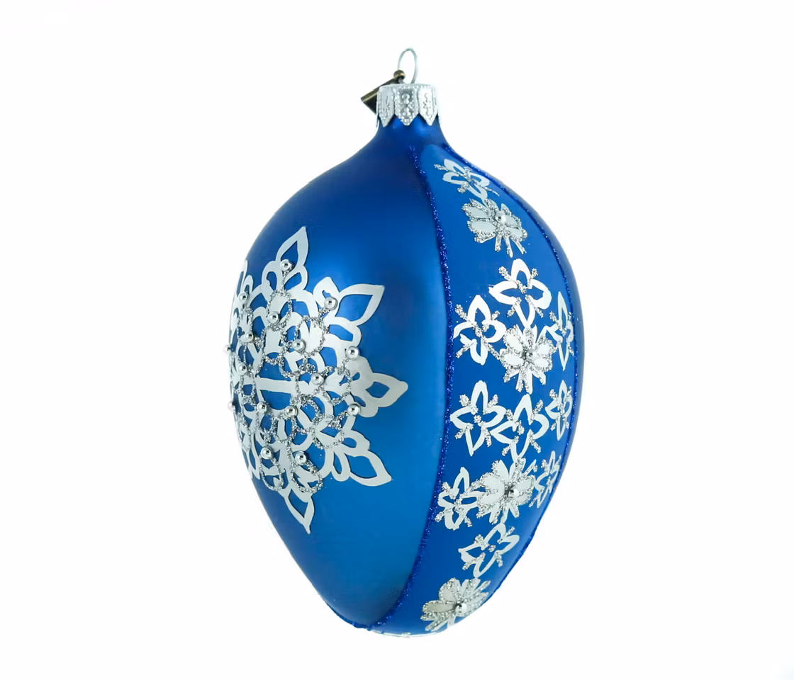 Sølja blått glassornament 13 cm