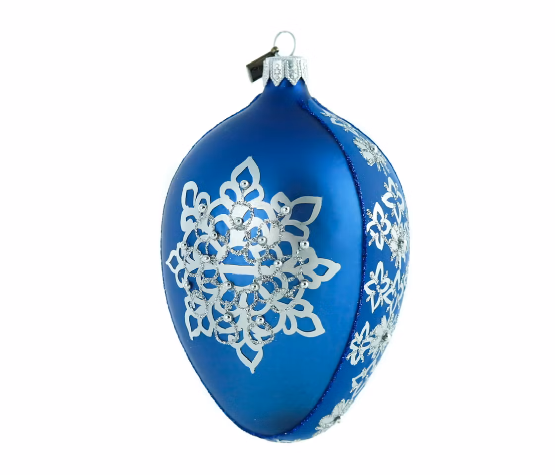 Sølja blått glassornament 13 cm