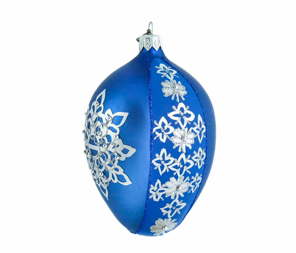 Sølja blått glassornament 13 cm