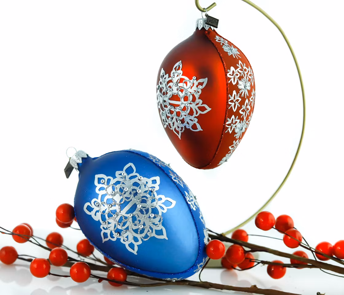 Sølja blått glassornament 13 cm