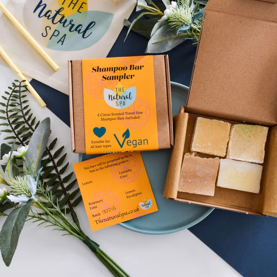 Reisesett 4 små shampoo-barer, 4 nydelige sitrus-dufter