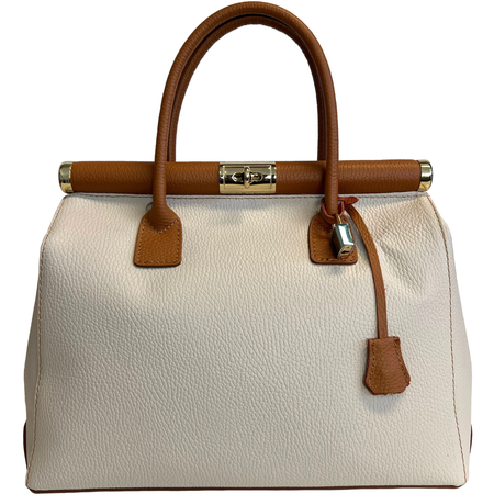 Giulia beige & brun Italiensk  skinnveske, håndlaget i Firenze