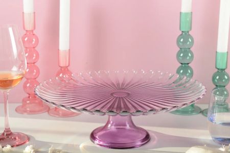 Stettfat i glass transparent lilla, 33 cm