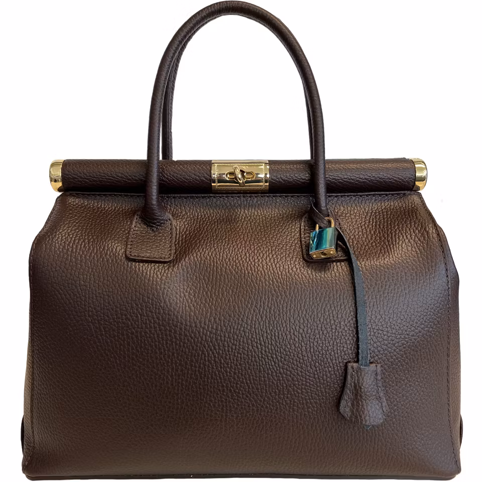 Giulia mørkebrun Italiensk skinnveske, håndlaget i Firenze