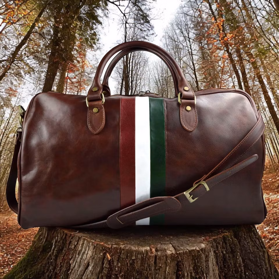 Enzo marrone Italiensk skinnbag, håndlaget i Firenze