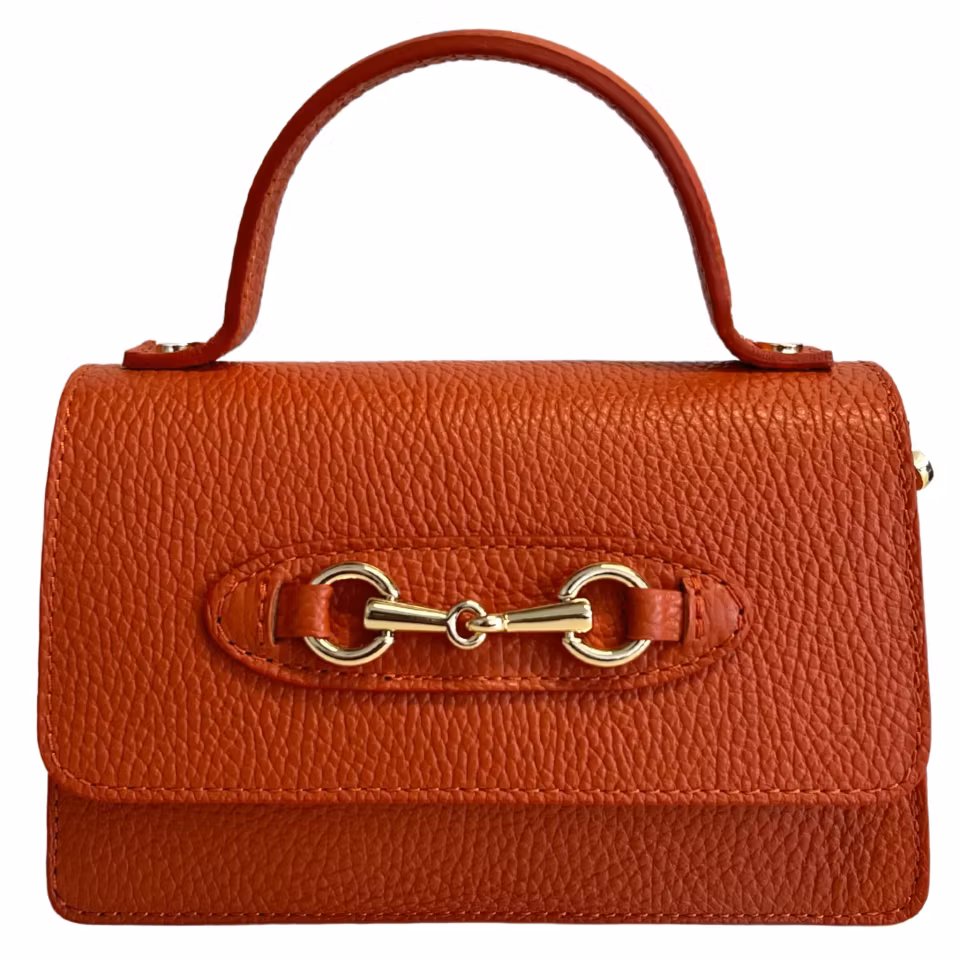 Sofia varm oransje Italiensk skinnveske, håndlaget i Firenze