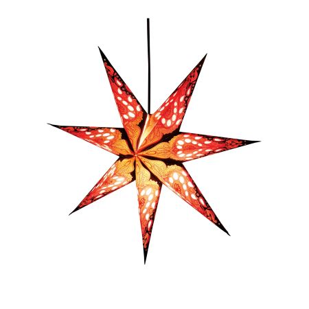 Håndlaget adventstjerne i rosa og svart, 62 cm