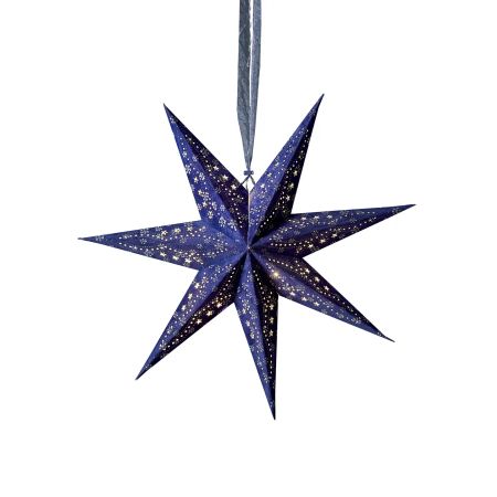 Håndlaget adventstjerne i blå velour, 60 cm