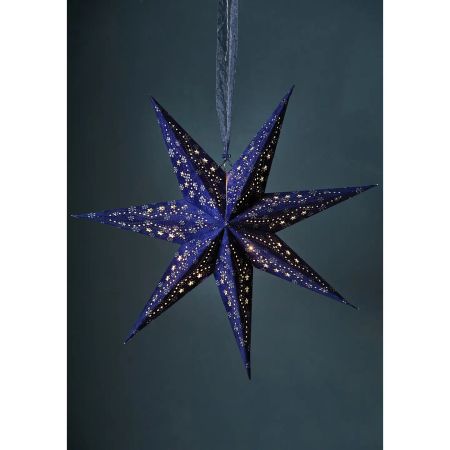 Håndlaget adventstjerne i blå velour, 60 cm