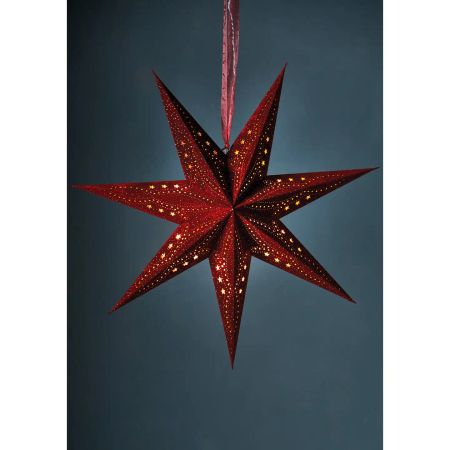 Håndlaget adventstjerne i rød velour, 60 cm