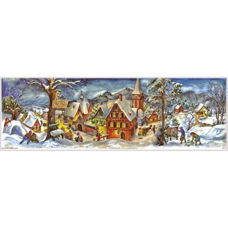 Adventskalender Panorama "Landsbyen" i papir
