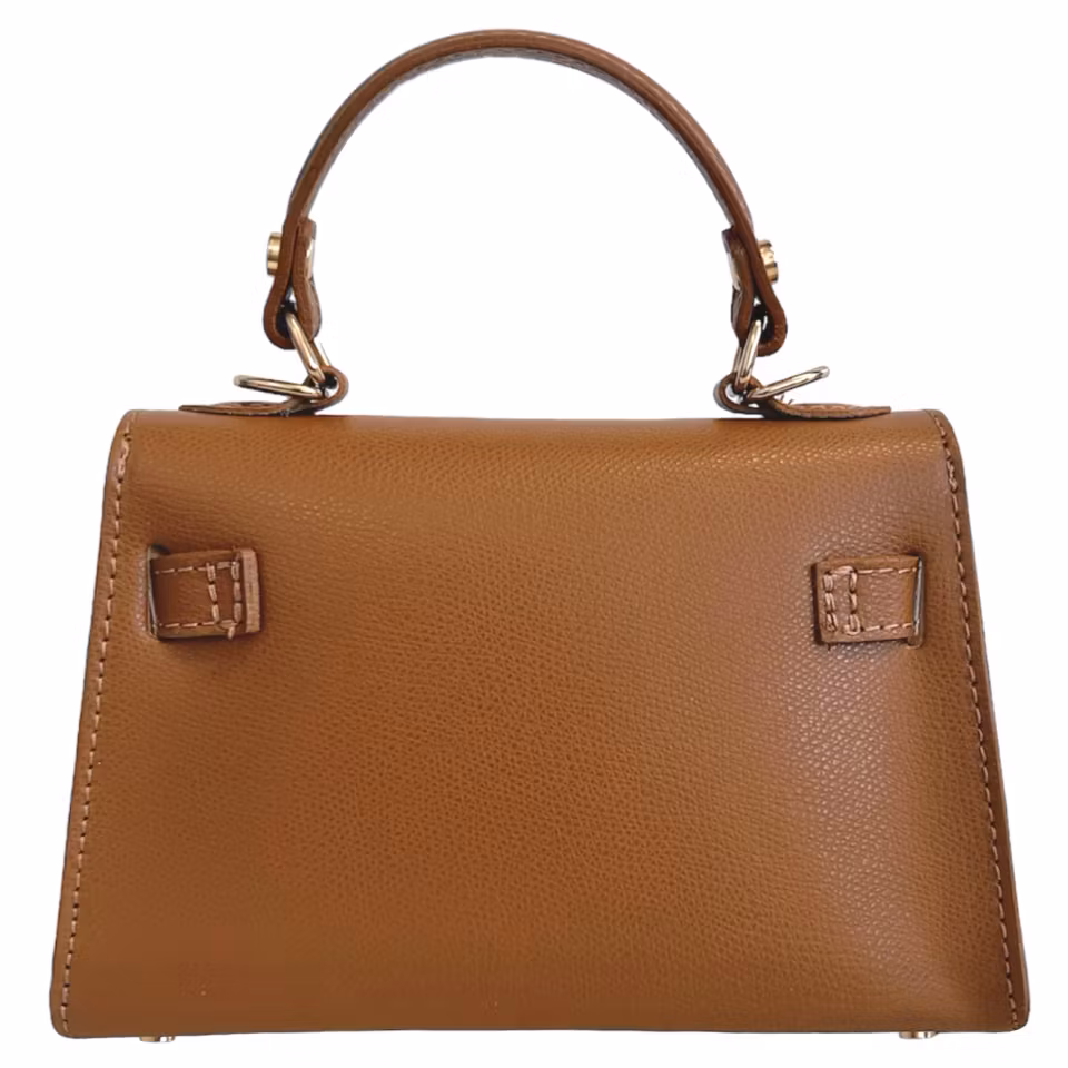 Alessandra mørk taupe Italiensk Saffiano-skinnveske, håndlaget i Firenze