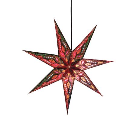 Håndlaget adventstjerne i rosa og blå, 62 cm.