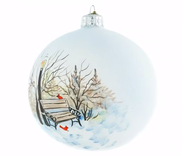 Benken i parken, 10 cm hånddekorert glasskule
