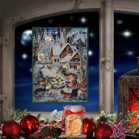 Adventskalender "Vinter med dyrene" i papir