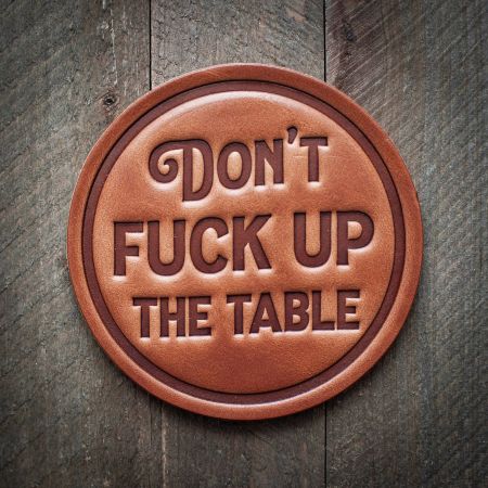 Don´t fuck up the table glassbrikke i skinn, 10 cm